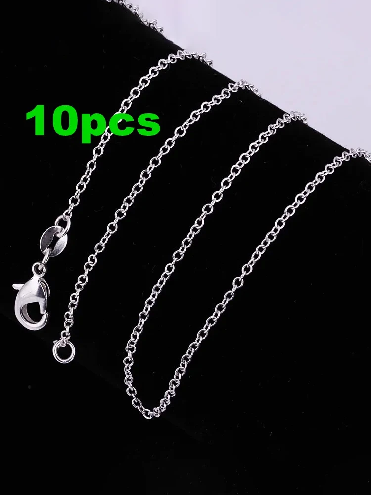 10PCS silver color 1MM Rope circle chain necklace for women 45-60CM fashion party wedding Jewelry