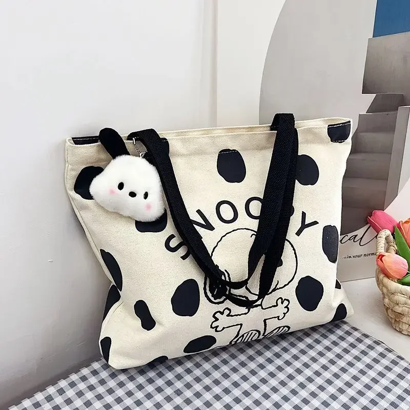 Canvas Bag Women High Capacity Bag Fashion Cartoon Snoopy Handbag Versatile One Shoulder Tote Bag
