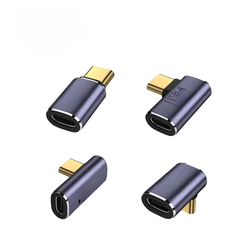 USB Type-C Adapter For Macbook, 90 Degree Quick Charge Converter Male To Female 100W 40gbps PD Data