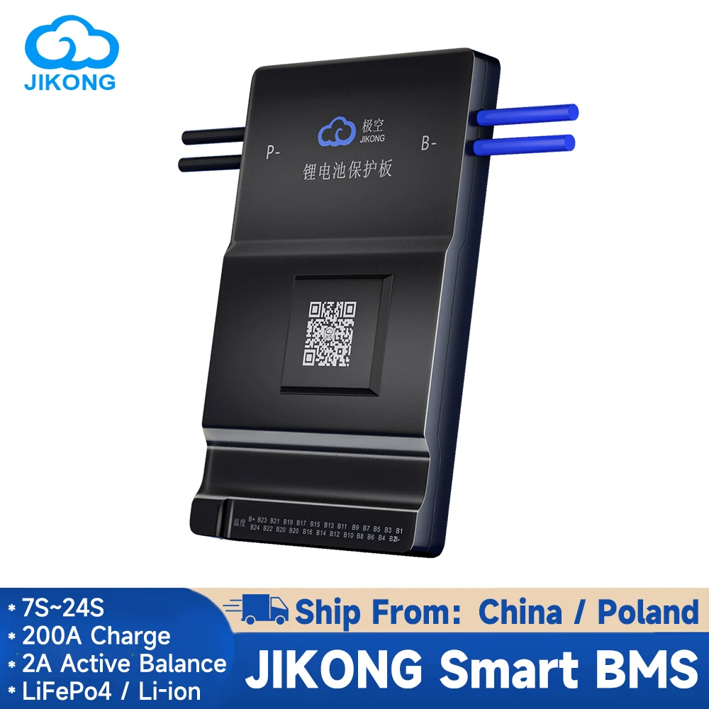 JKBMS Smart BMS with BT RS485 CAN 0.6A~2A Active Balance Current 4S~24S LifePo4 Li-ion Lithium Battery 200A Smart JIKONG BMS