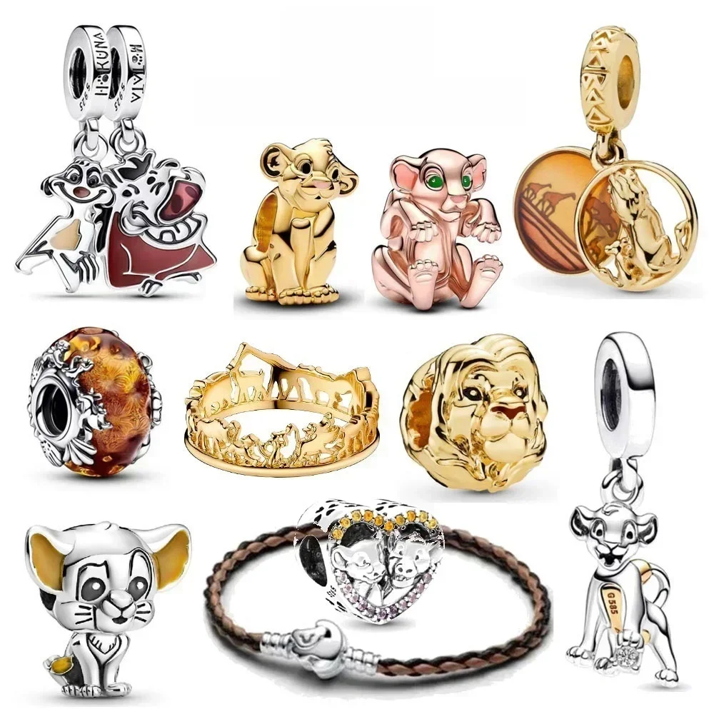 100% 925 Sterling Silver MINISO Disney The Lion King Simba Beads Charms Fit Original Pandora