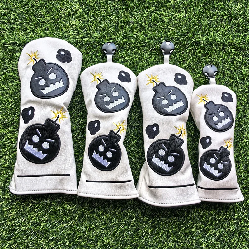 Cartoon Bomb #1 #3 #5 Wood Headcovers Driver Fairway Woods Cover PU Leather High quality Putter Head