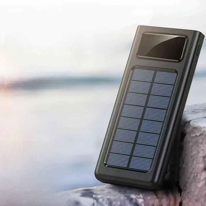 200000mAh Solar Power Bank Built 4 Cables Conveniente Fast Charging USB Ports Charger Powerbank For