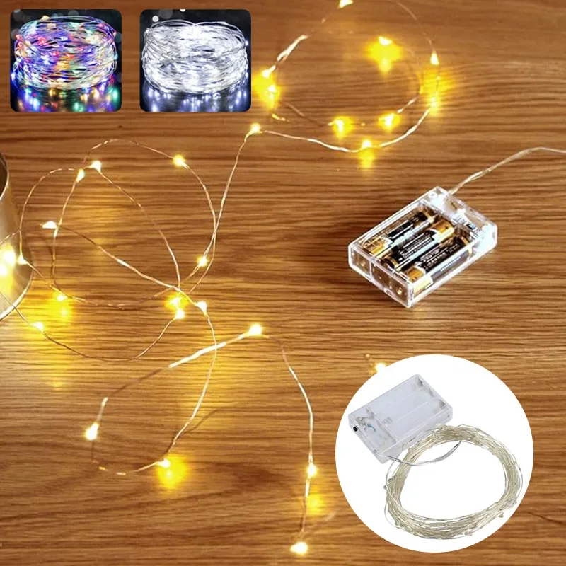2m 3m 5m 10m Fairy Light Copper Wire Battery Operated LED String Lights Garden Living Bedroom