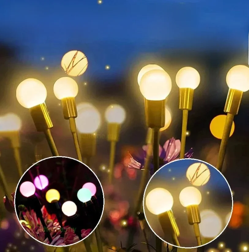 Solar Garden Lights Powered Firefly Lights Outdoor Waterproof Vibrant Garden Lights for Patio