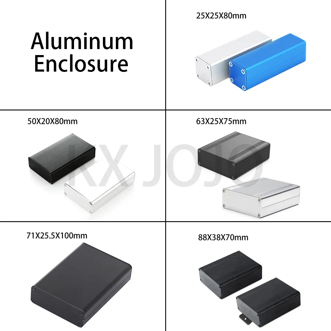 Aluminum Enclosure 25*25*80/50*20*80/63*25*75/71*25.5*100/88*38*70mm Split Silver/Black/Blue Waterproof Box Electronic DIY Power
