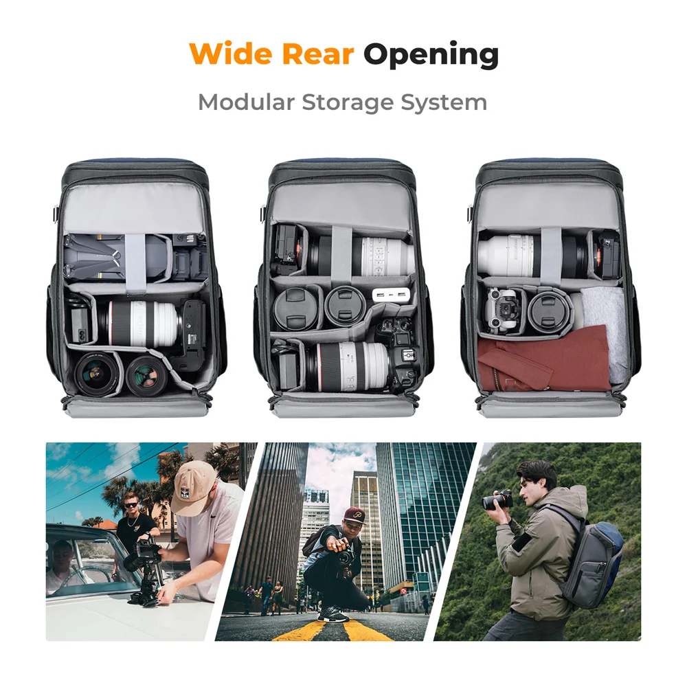 K&F Concept 25L Professional Camera Bags for Photographers Large Waterproof Capacity Camera Case Cameras Bag DSLR Bag tripod
