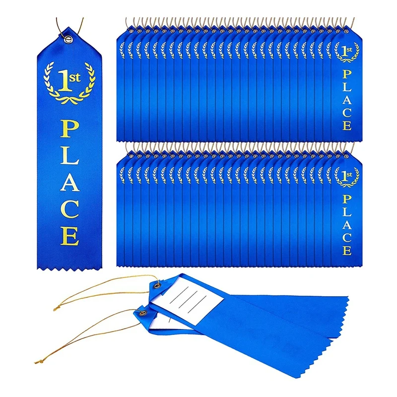1St Place Award Ribbon Metallic Gold Foil Print With Activity Card And String For Competitions, Sporting Events