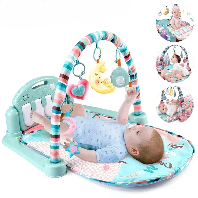 Baby Fitness Stand Music Play Gym Activity Toys Newborn Piano Crawling Blanket Pedal Game Pad Early