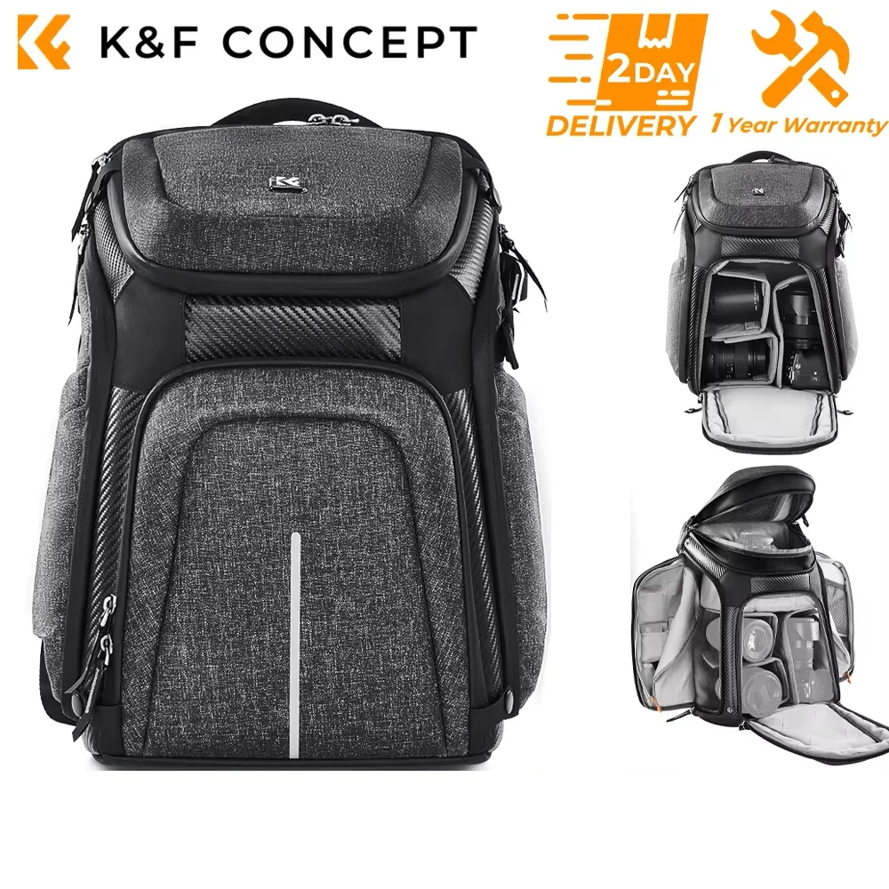 K&F Concept 25L Travel Camera Bags Large Capacity Portable Waterproof Camera Backpack For SONY Canon Nikon Camera Lens Unive