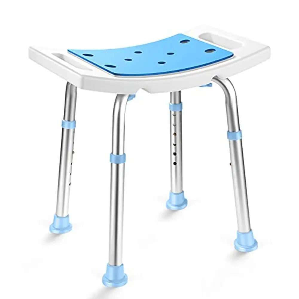 Aluminum Shower Chair Nonslip Bath Stool Adjustable Height Comfortable Bench with Handles Lightweight Inside Shower Seat Elderly