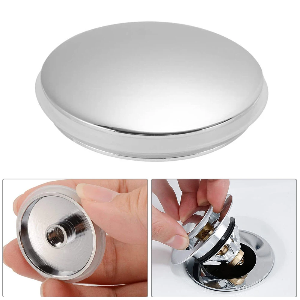 Basin Waste Plug Cap Sink Plug Button Replacement Sink 36mm Pop-up Click Clack Plug Bathroom Basin Chrome Easy