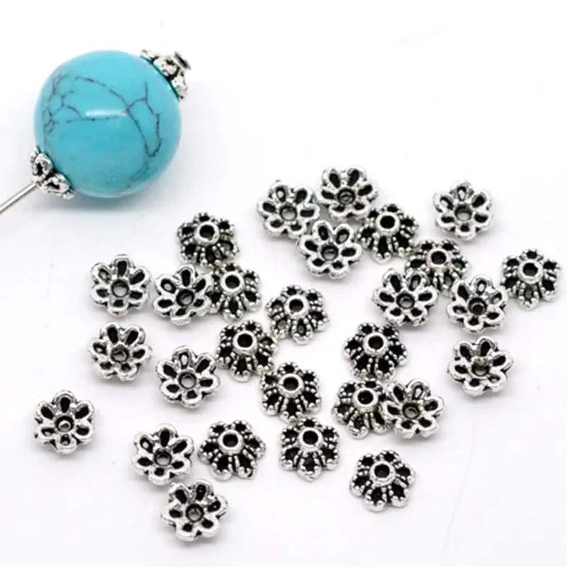 DoreenBeads Zinc Based Alloy Beads Caps Flower Antique Silver Color DIY Making Jewelry (Fits