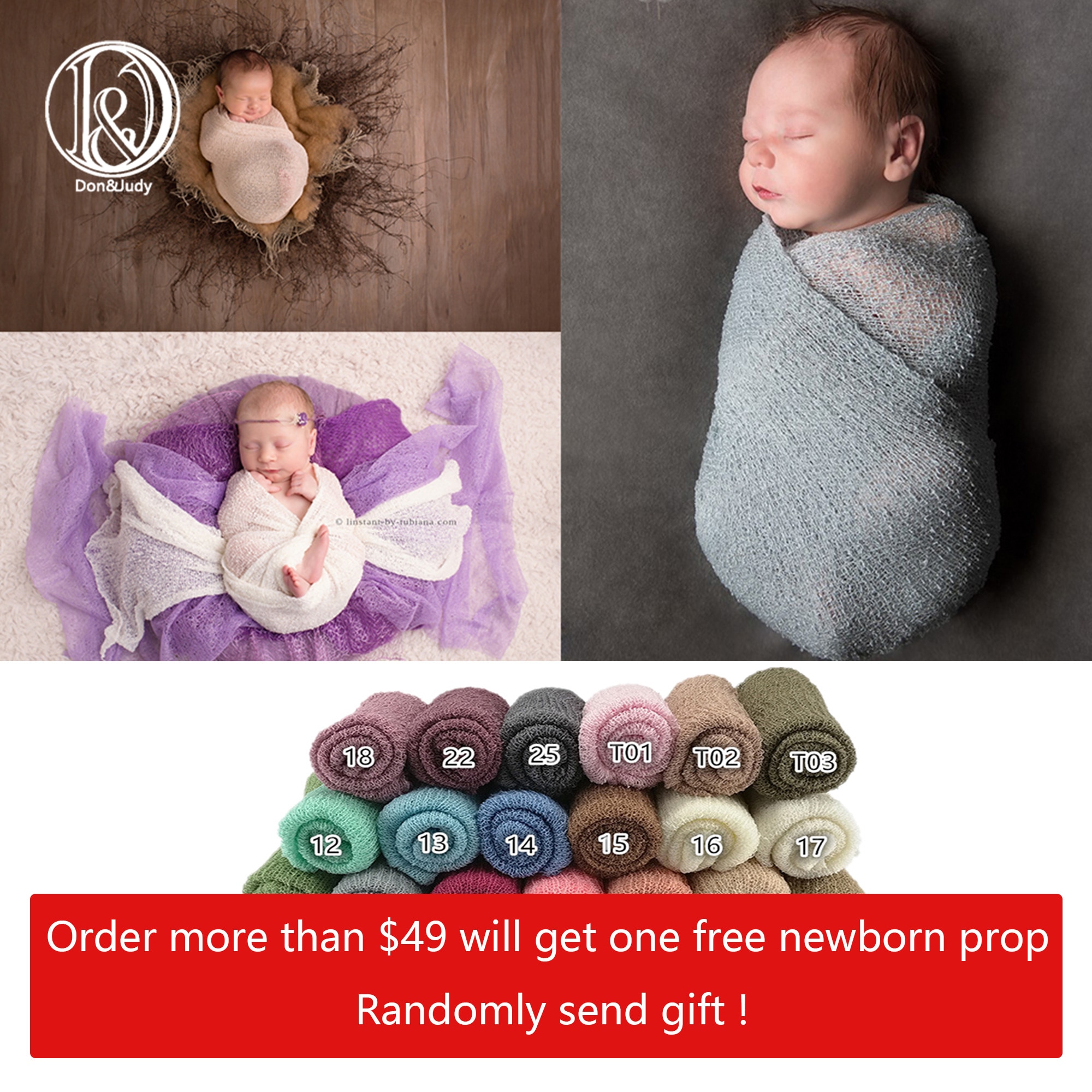 Soft Knit Stretchy Wraps Swaddle for Newborn Baby Photography Props Kids Receiving Blankets Cloth Accessories for Photo Shooting