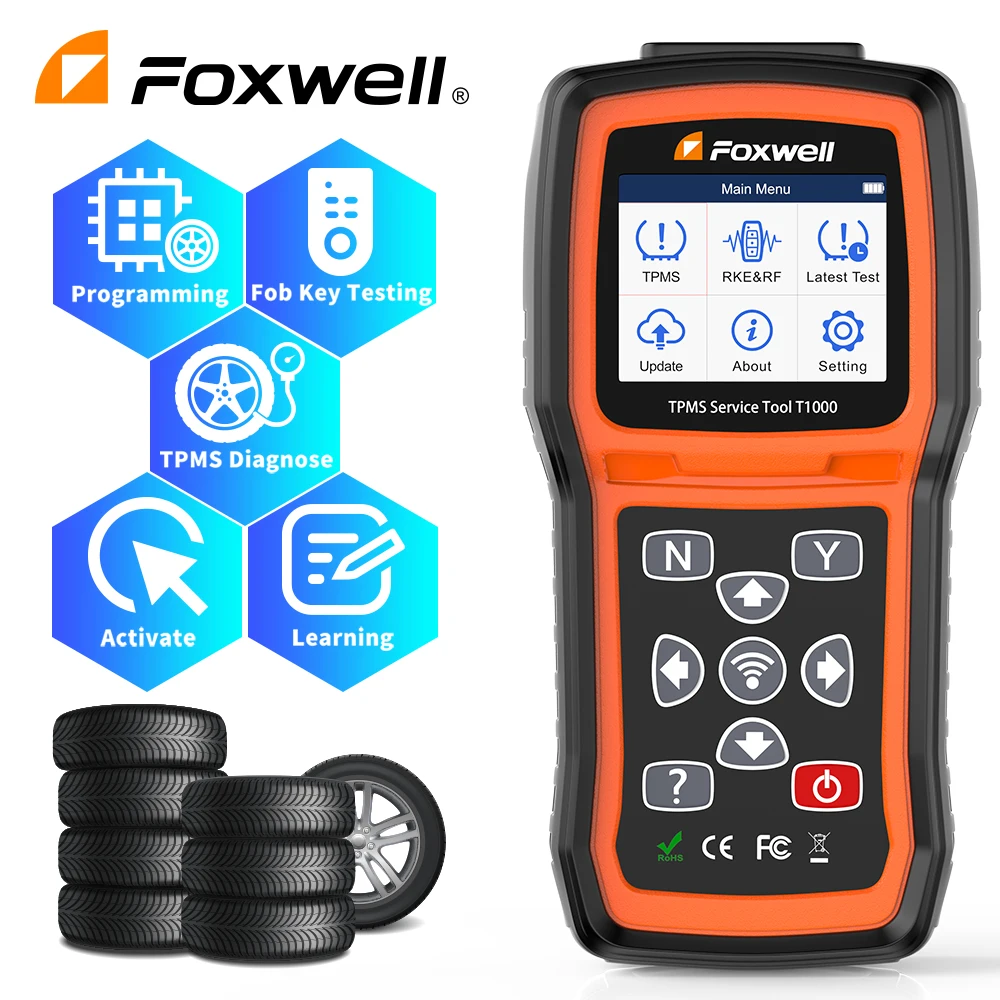 Foxwell T1000 TPMS Tool Programming Activate TPMS Sensors Check RF Key FOB Tire Pressure Monitoring