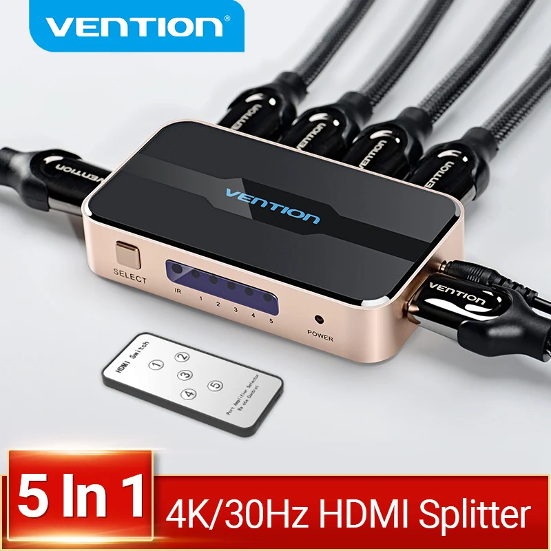 Vention HDMI Splitter 5 in 1 out 4K/30Hz HDMI 5x1 3x1 Adapter for XBOX 360 TV Mi Box Switch PS5 PS4