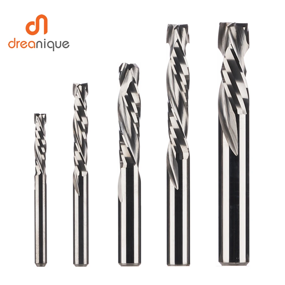 milling cutter woodwork UP & DOWN Cut 2 Flutes Spiral Carbide Milling Tool,  CNC Router, Compression