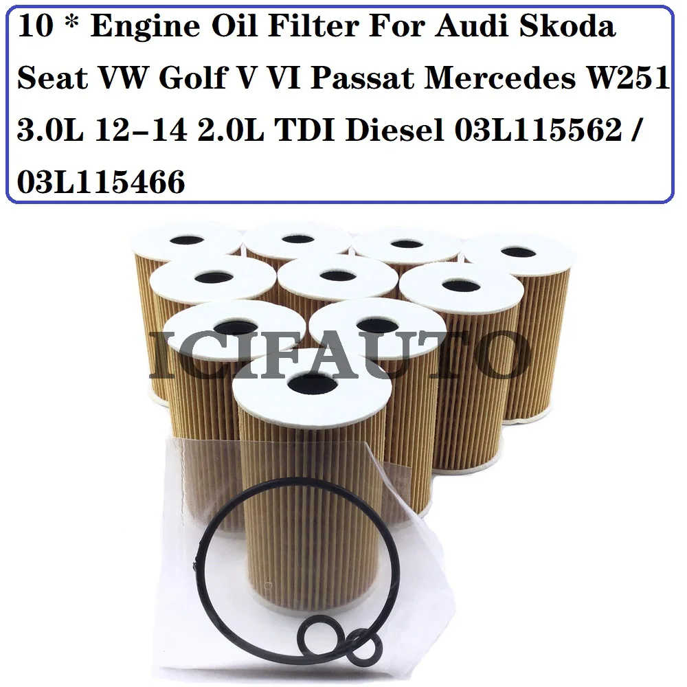 4/6/10 Pieces Engine Oil Filter for Audi Skoda Seat VW Golf V VI Passat 3.0L 12-14 2.0L TDI Diesel