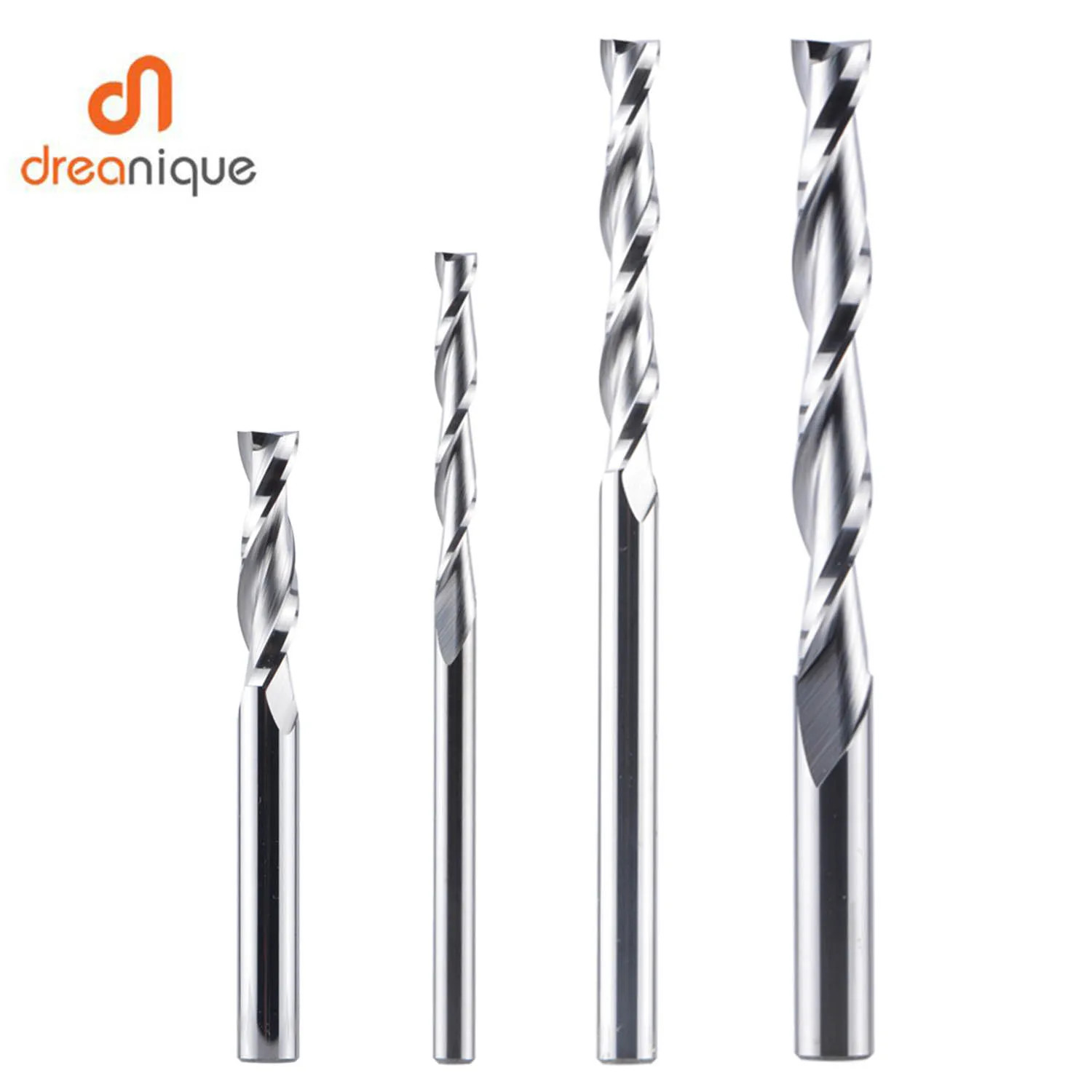 Dreanique 1pc UP cut  Solid Carbide Milling Cutter 3.175 4 6 8mm 2 Flute Spiral Router Bit Carbide