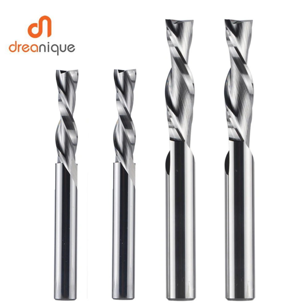 Dreanique 1pc Solid Carbide Milling Cutter 3.175 4 6 8mm 2 Flute Spiral Router Bit Carbide End Mill