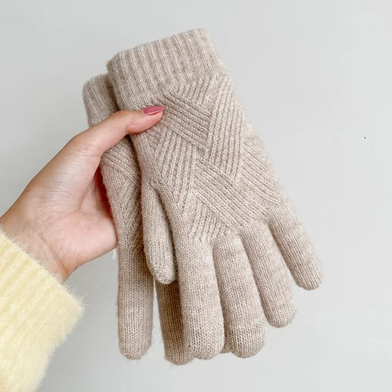 Fashion Cashmere Women Men Winter Cashmere Cold Protection Double-layer Thickening Warm Touch Screen