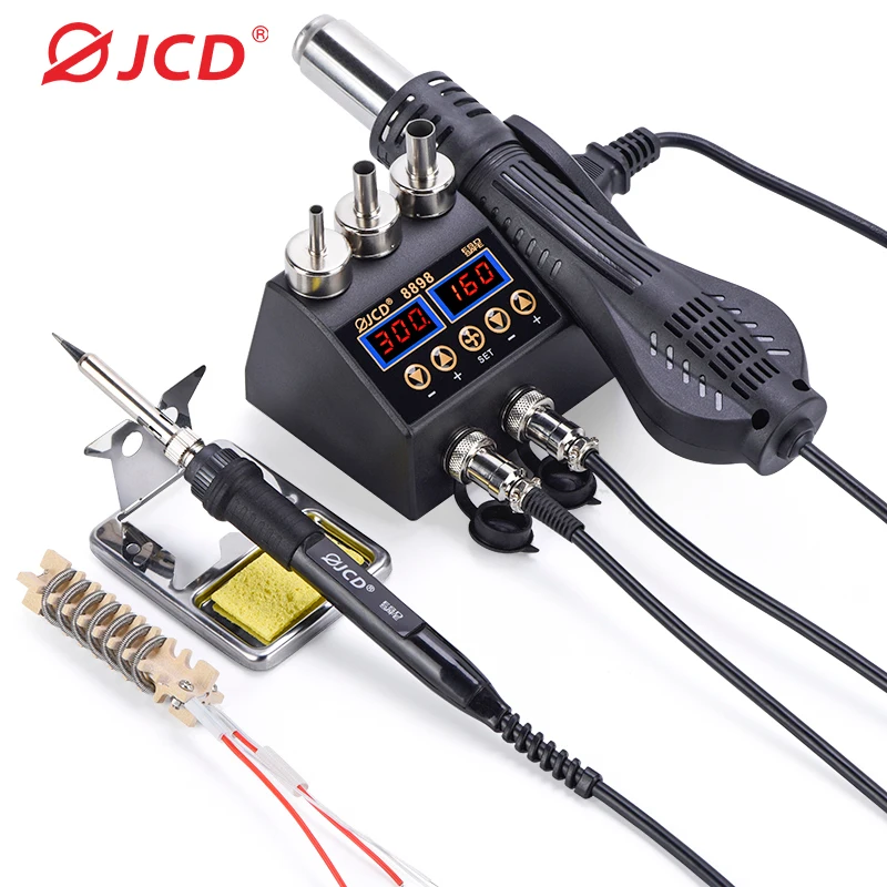 JCD 2 in 1 750W Hot Air Gun LCD Digital Display Welding Soldering Rework Station for cell-phone BGA