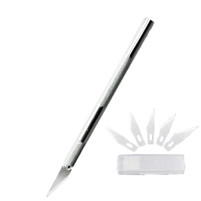 1Piece Metal Scalpel Knife Non-slip Cutter Engraving Craft Knives + 6pcs Blades Mobile Phone Laptop