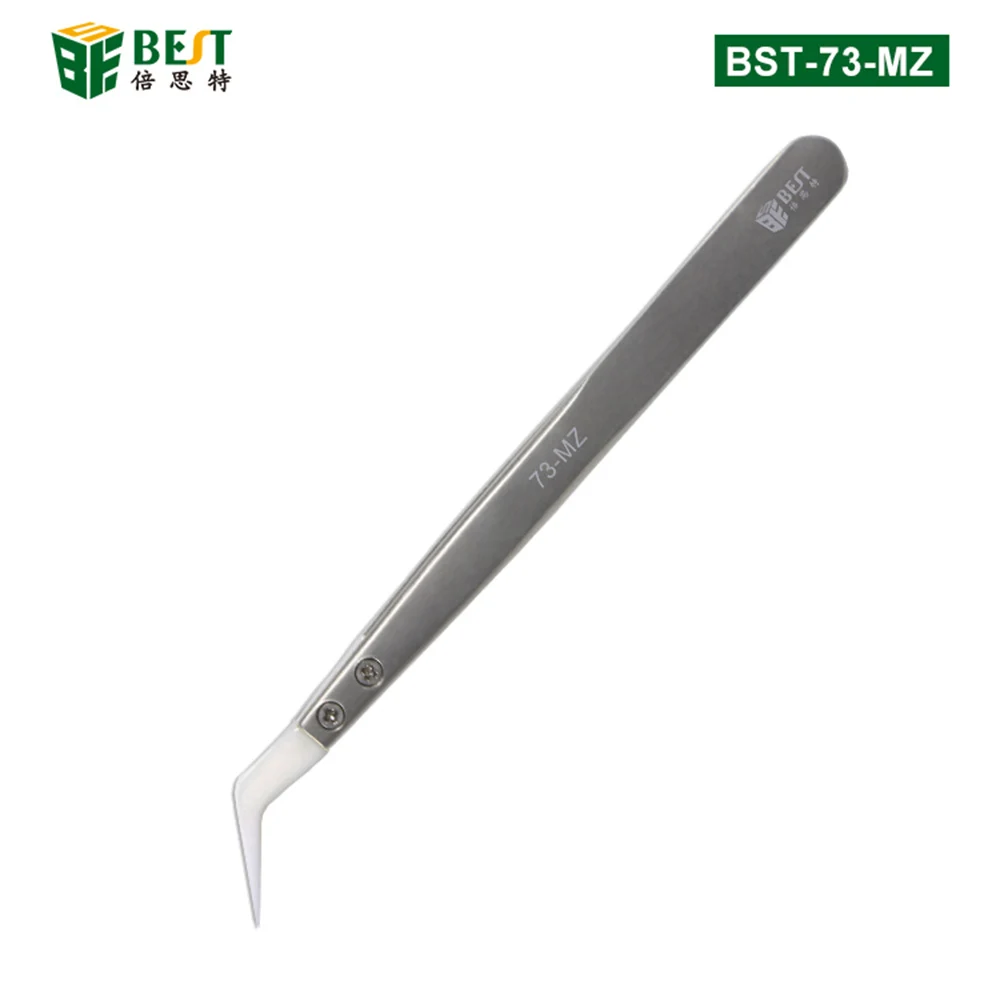 1Pcs Anti-Static Ceramic Tweezers Heat Resistant Insulated Tweezers Stainless Steel Electronic