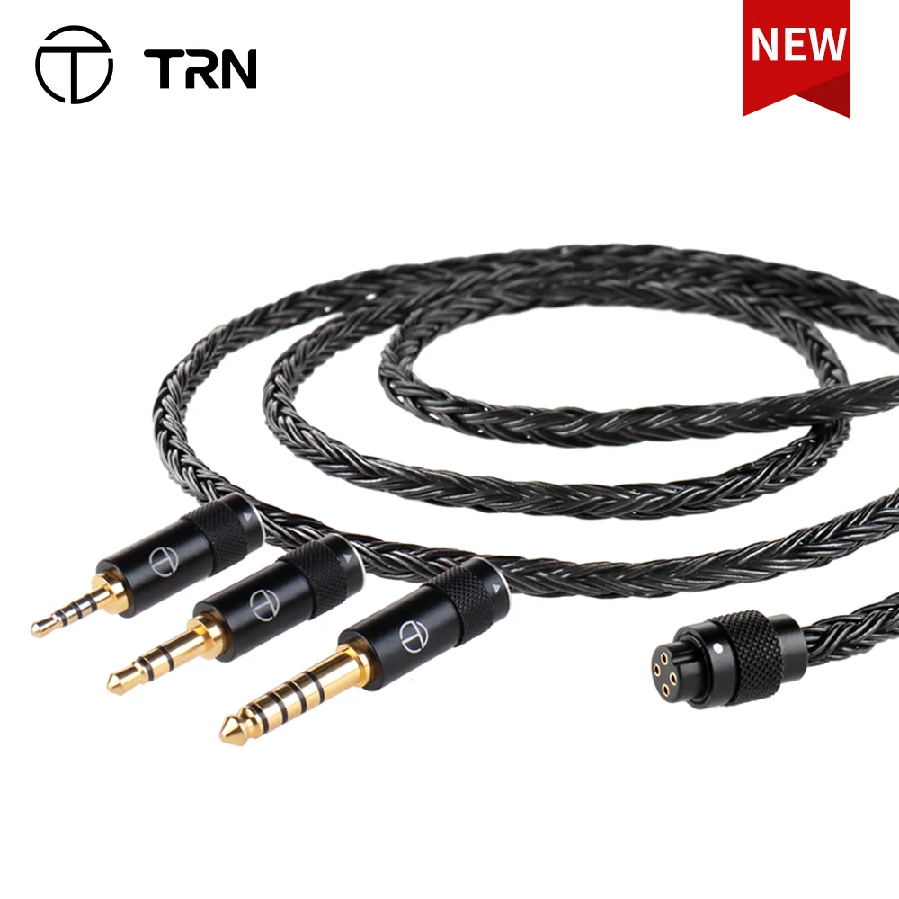 TRN T2 Pro 16 Core Earphones Silver Plated HIFI Upgrade Cable GrayBlackMMCX/2Pin Connector For TRN