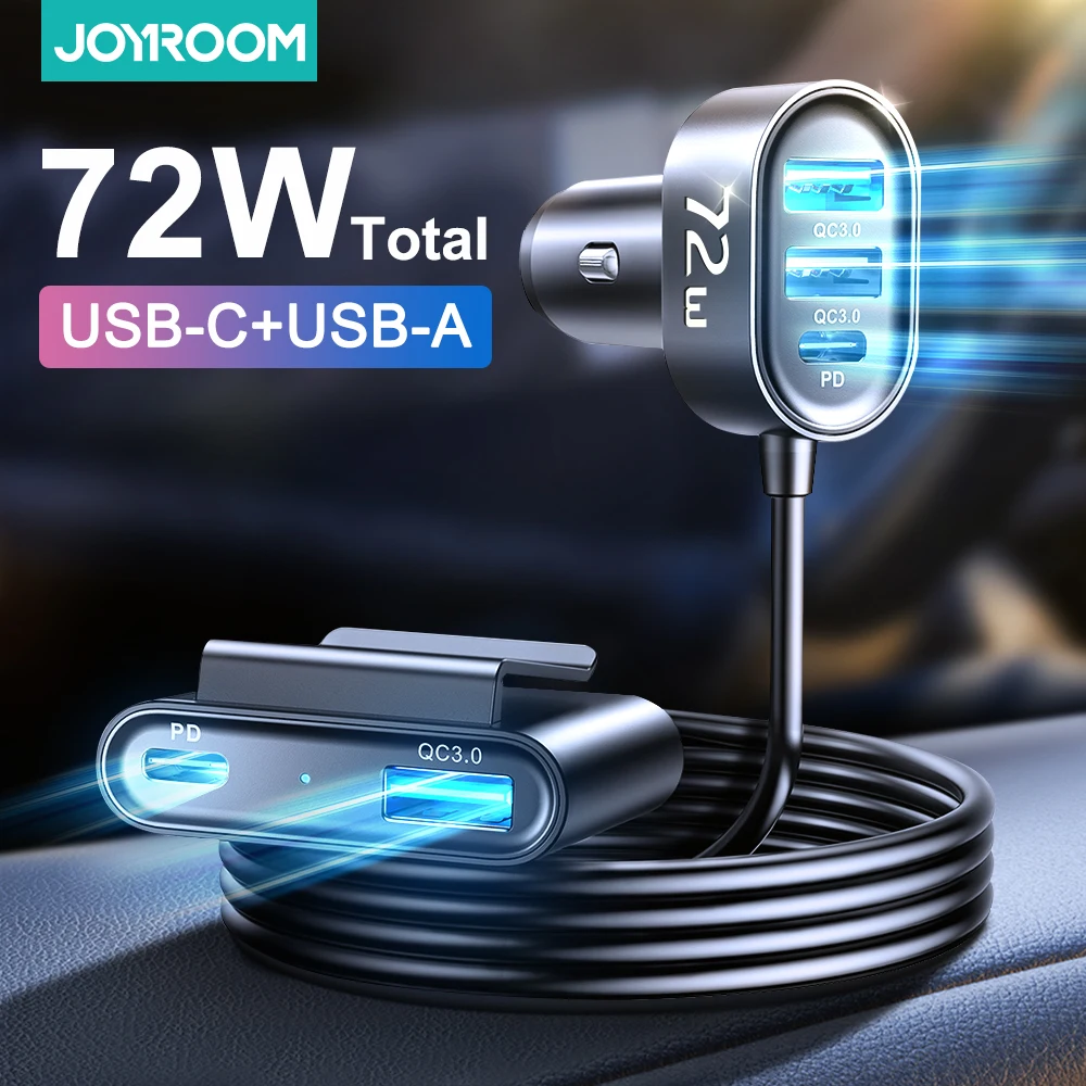 Joyroom 5 Ports 78W Car Charger USB Type C QC 3.0 PD 3.0 Fast Charging For Laptop Car Phone Charger