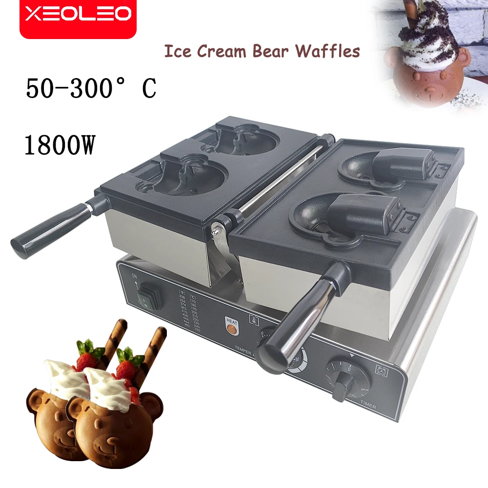 XEOLEO Bear Head Waffle Machine Open Mouth Bear Type Taiyaki Waffle Maker Bear Taiyaki Ice Cream