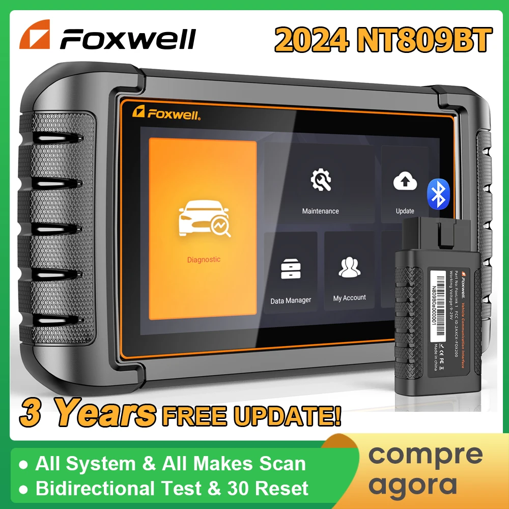 FOXWELL NT809BT OBD2 Bluetooth Car Diagnostic Tool All System Bi-Directional Test 30+ Reset Code