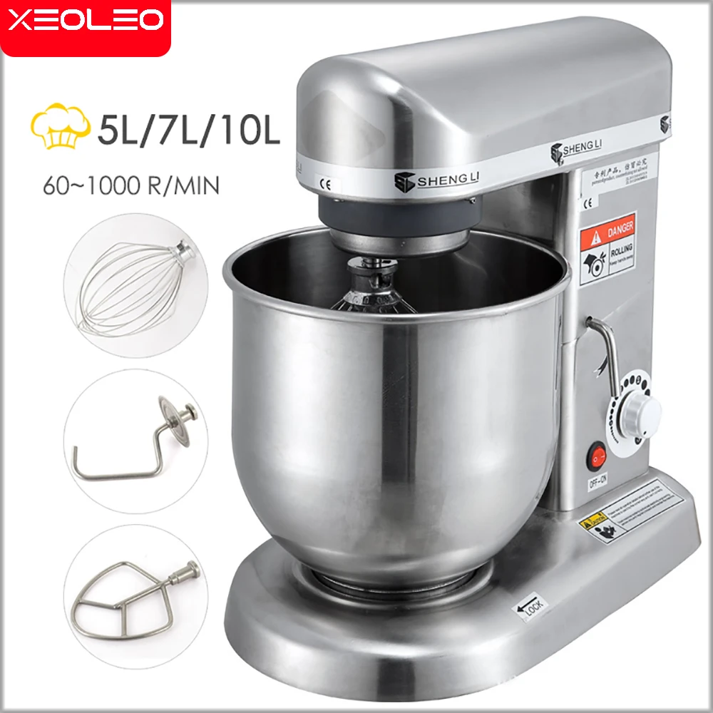 XEOLEO Electric Planetary Stand Mixer 5/7/10L Stainless Steel Food Mixer With Dough Hook Flat Beater