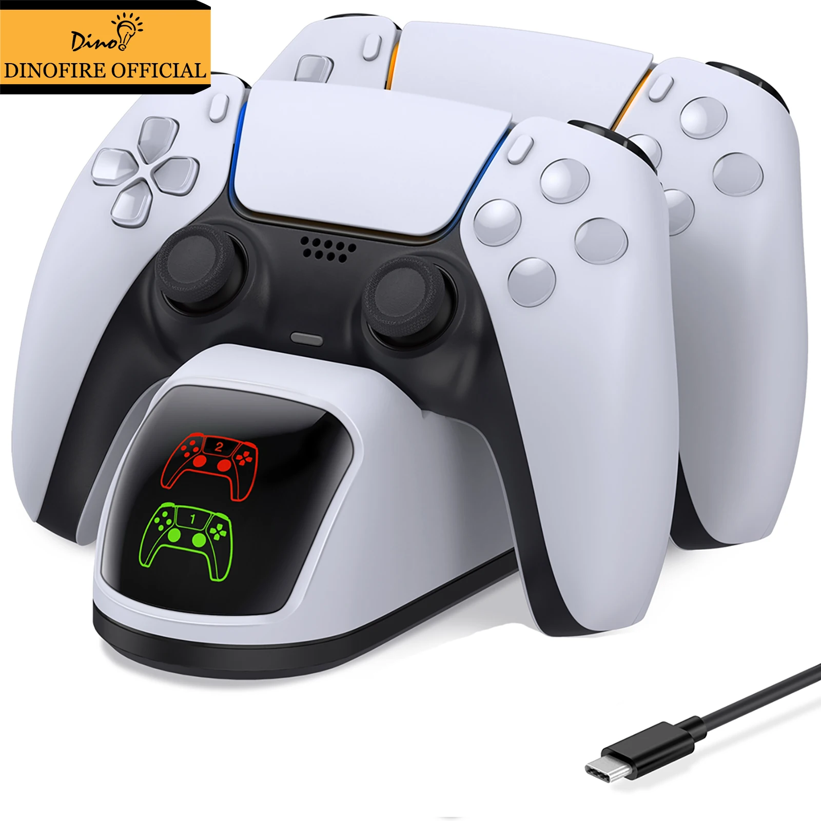 DINOFIRE Gamepad Charger for PS5 Controller Fast Charging Station 5V 3A Input with Indicator Type-C