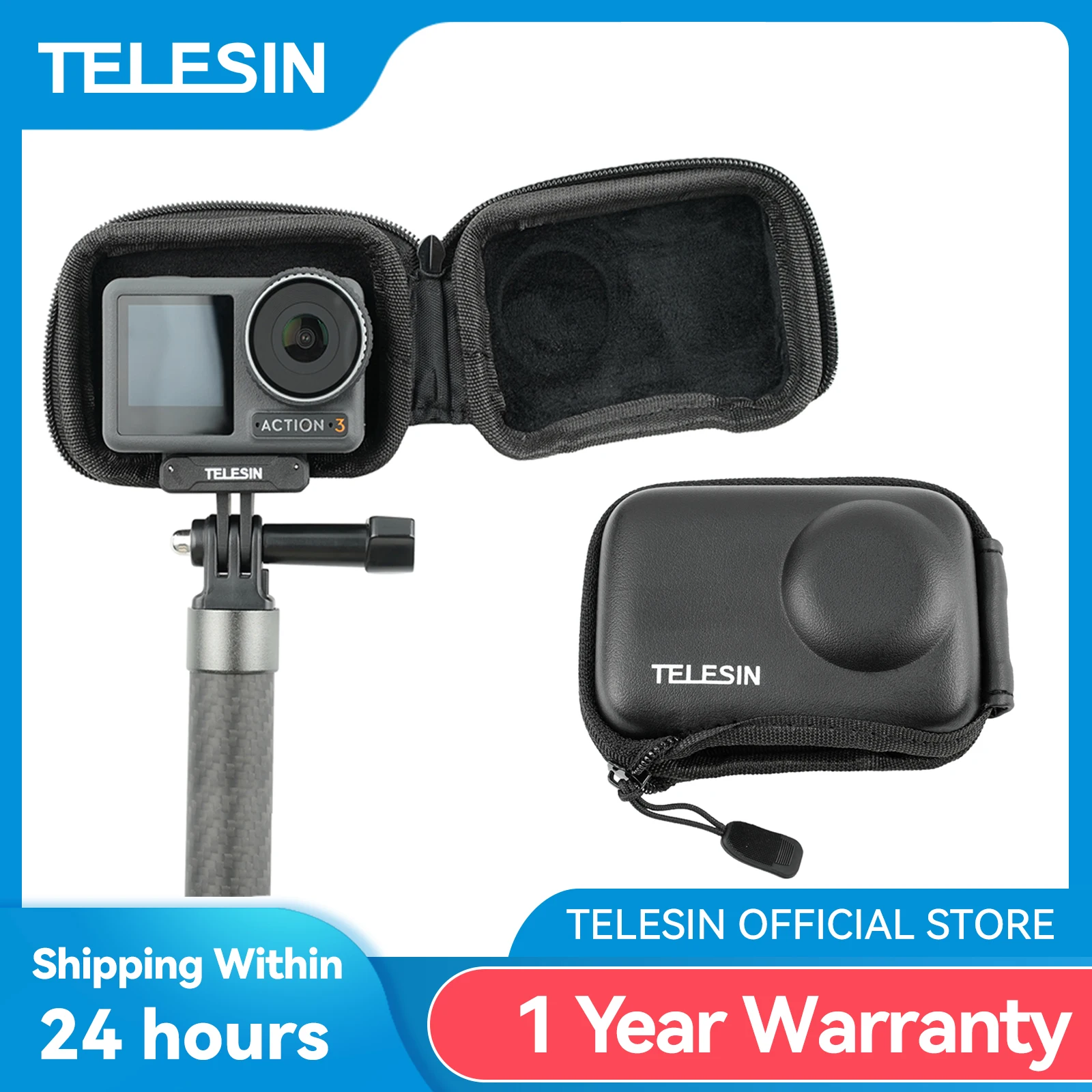 TELESIN Mini Protective Bag  For Dji Osmo Action 3 4 Carrying Bag Waterproof Storage Box For DJI