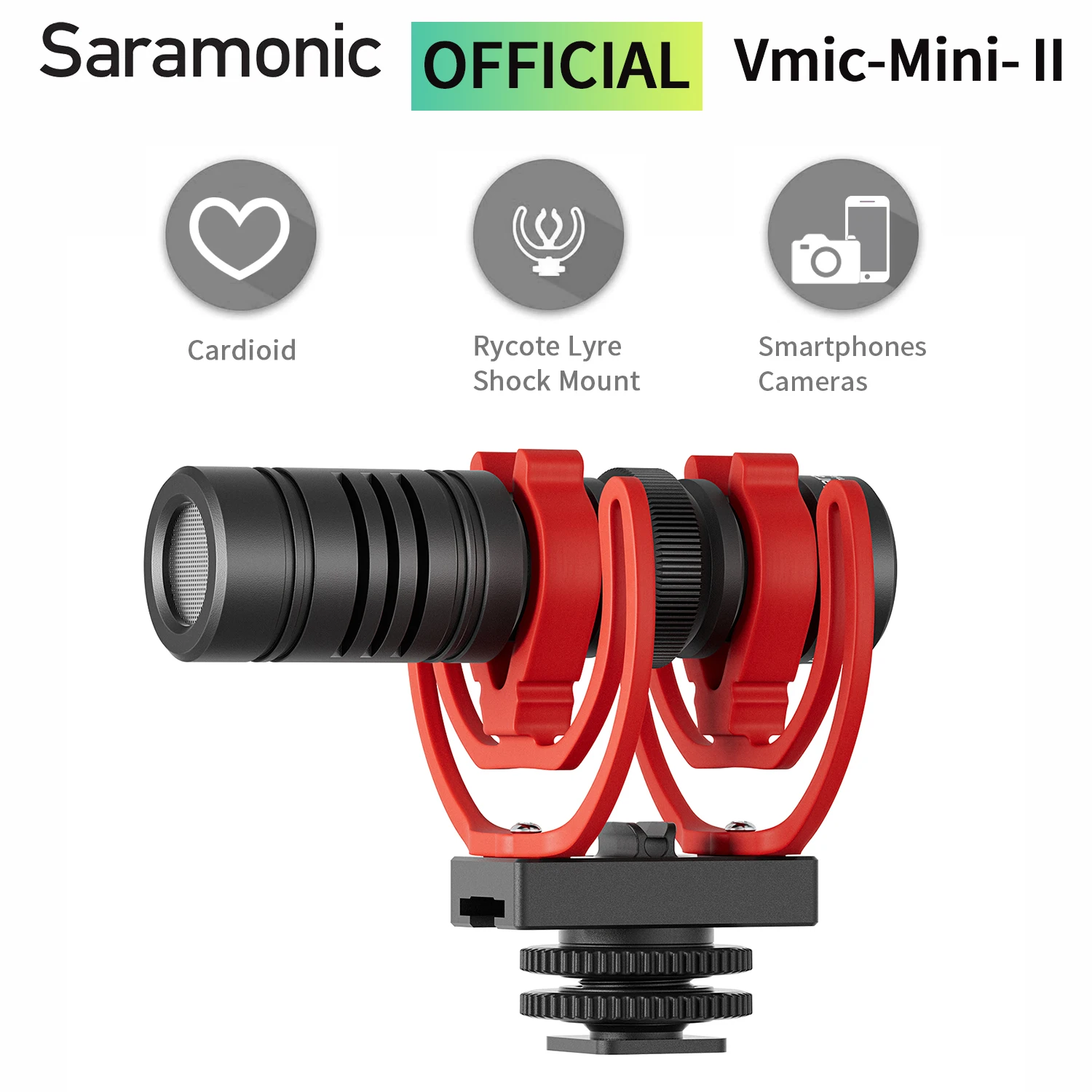 Saramonic Vmic Mini II On-camera Shotgun Microphone for DSLR Camera iPhone Android Smartphone PC