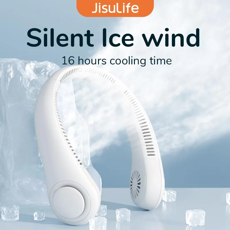 JISULIFE Portable Neck Fan 78 Air outlet Provide Cooling Wind 4000 mAh USB Recharge Mini Personal