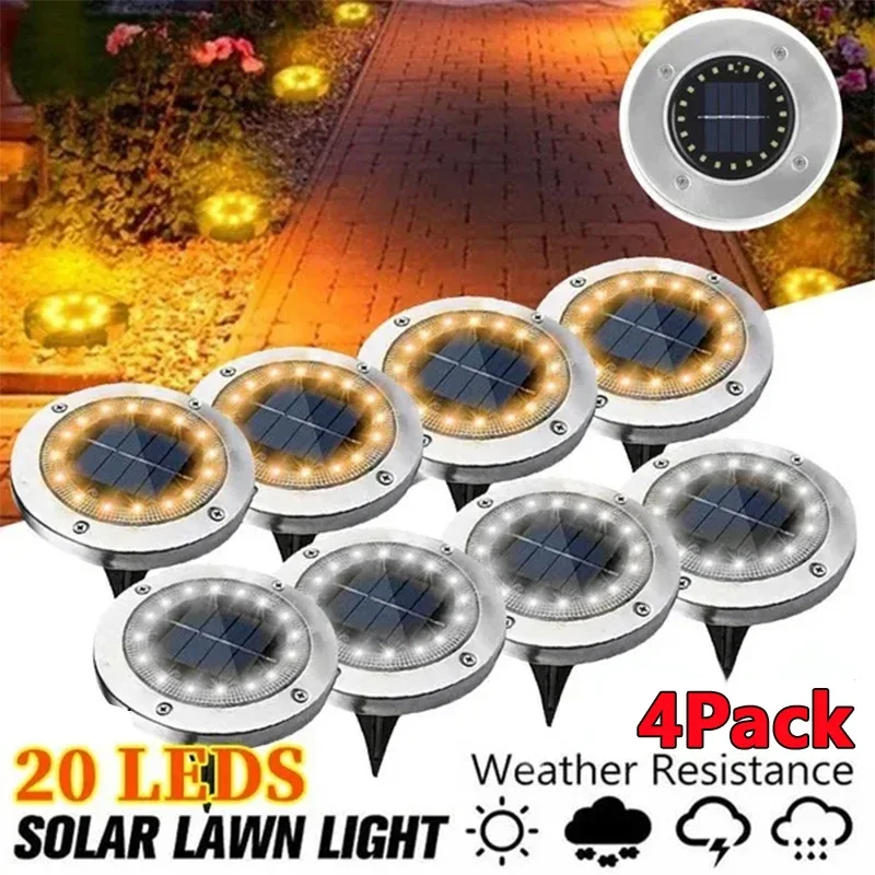 8/20LED Solar Power Disk Light Outdoor Garden Solar Underground Light Deck Light Spotlight Buried