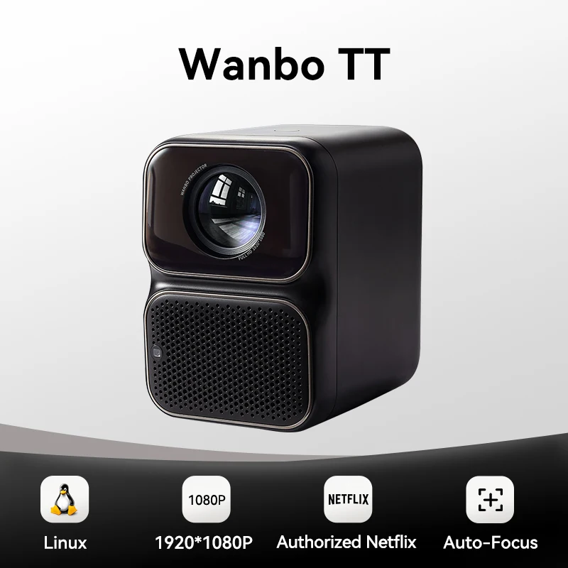 Wanbo TT Projector Netflix Certified 1080P Linux System Mini Projector, 650ANSI 4K Dolby Audio HDR10