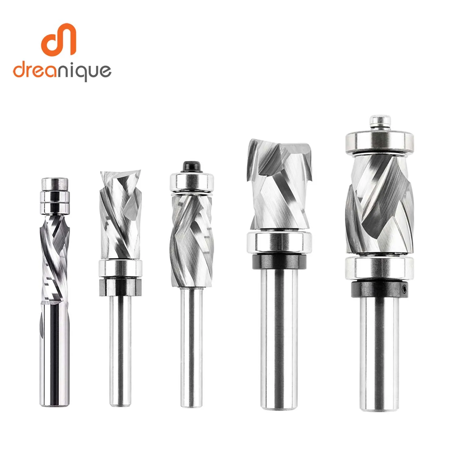 1PC Dreanique Router Bit Two Flute Flush Trim Wood Milling Cutter UP&DOWN Cut Mill with Bearing 1/4