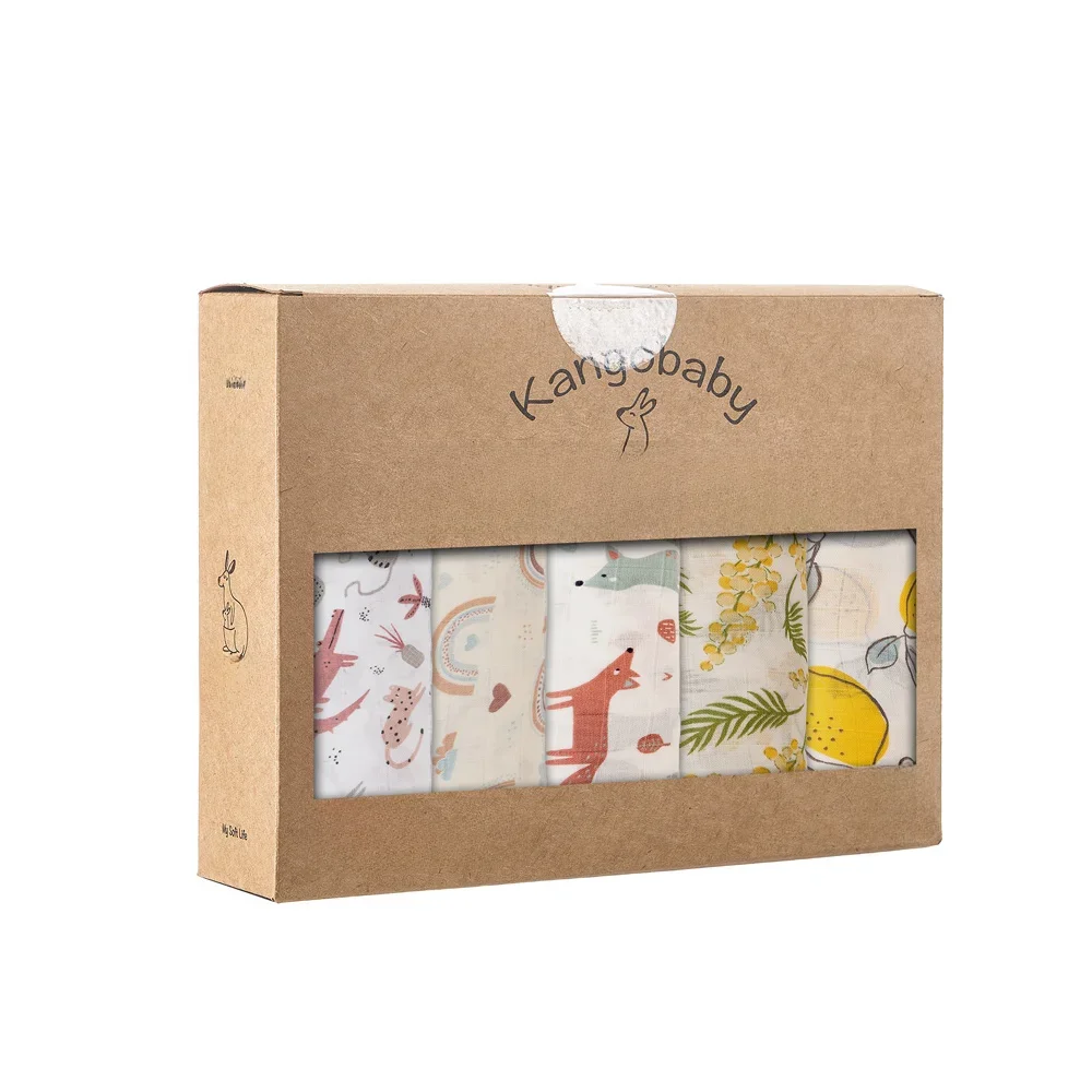 Kangobaby #My Soft Life# New 5pcs Pack Multi-Functional Bamboo Cotton Newborn Muslin Bib