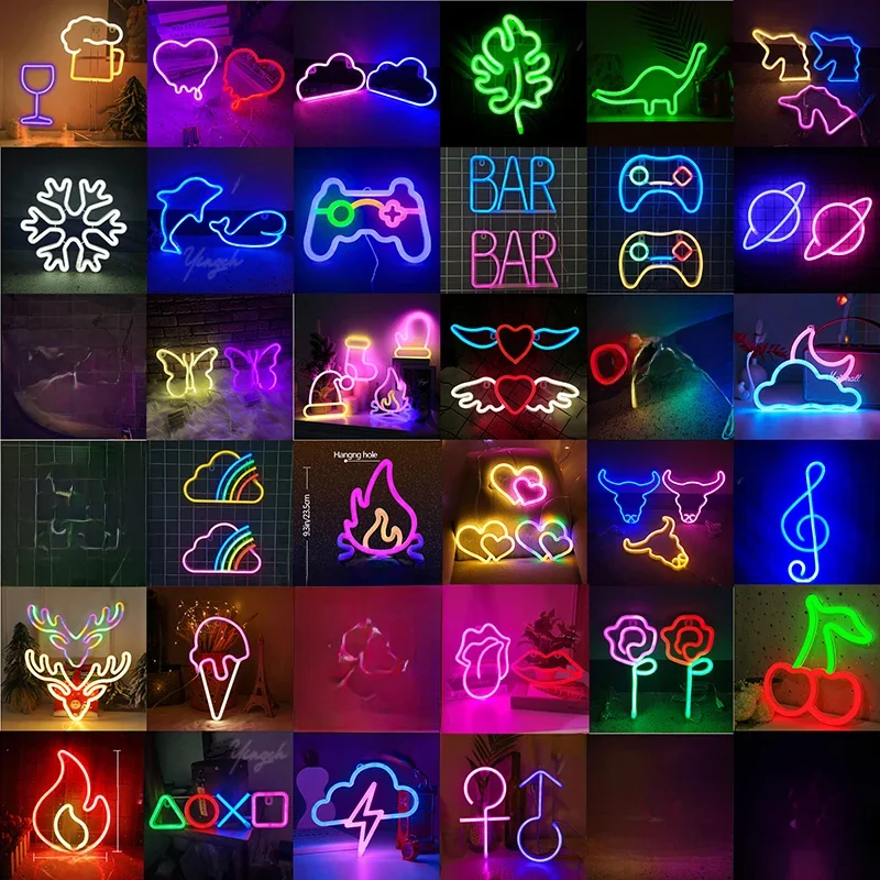 Wholesale Neon Sign Light Custom Led Lamp Night Lights Love Heart Game Bar Room Decor Birthday