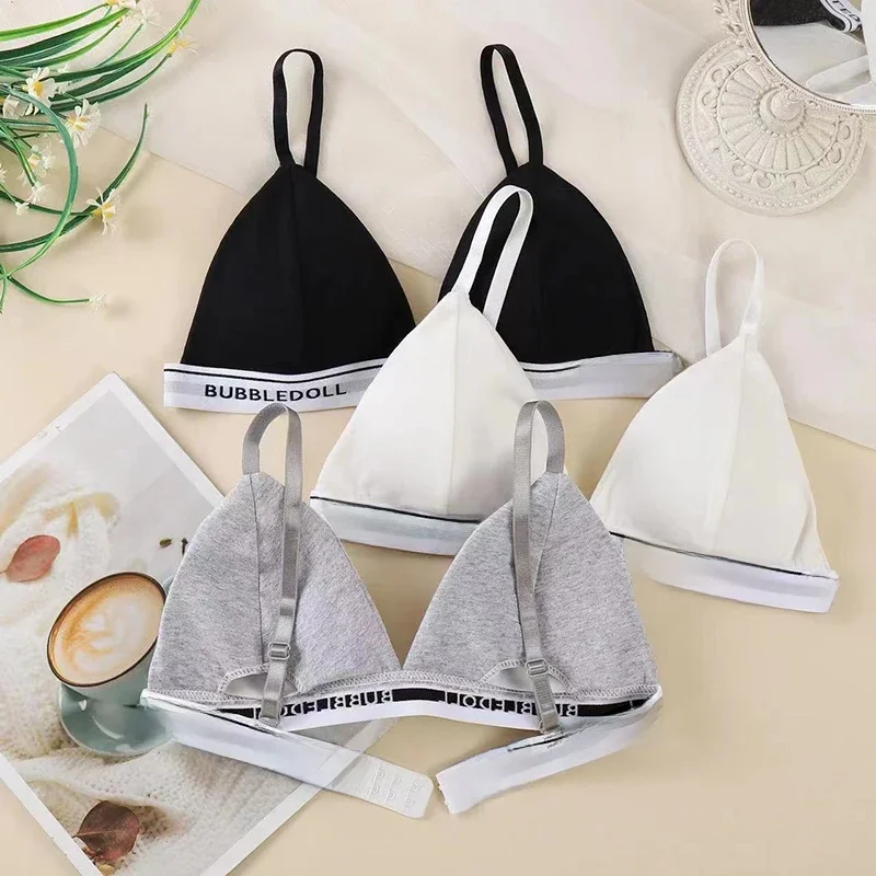Sexy Women Bra Wire Free Brassiere Push Up Lingerie French Triangle Cup Bra Underwear Thread Top