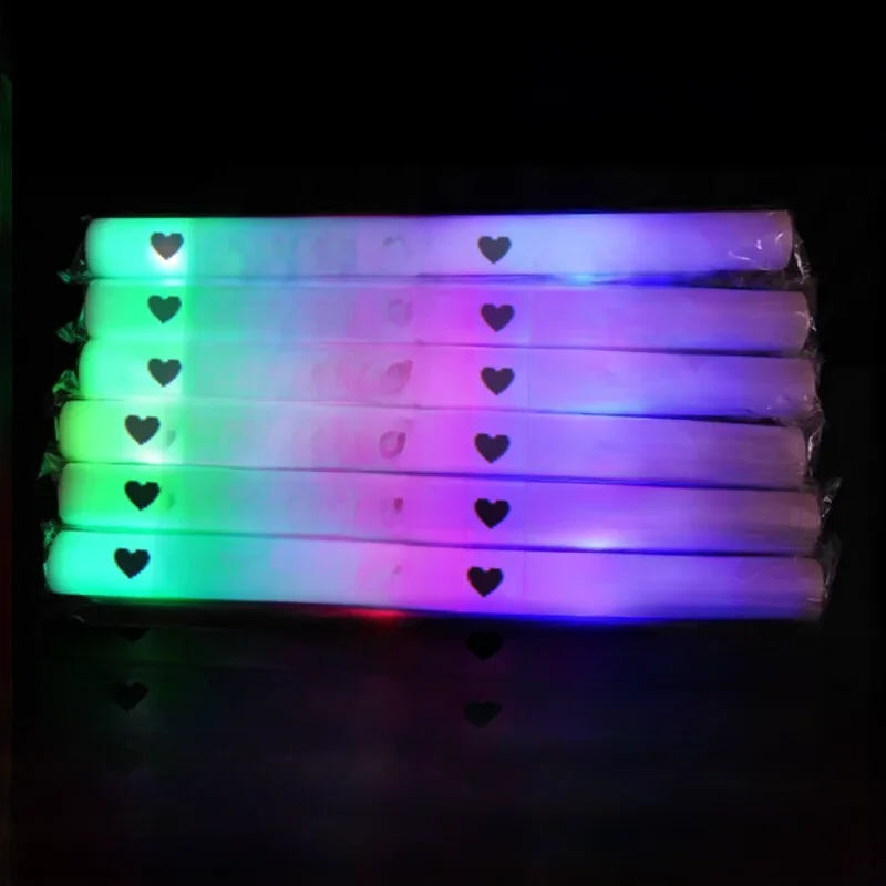 12/15/30/60Pcs RGB LED Glow Foam Stick Bulk Colorful LED Glow Sticks  Cheer Tube Dark Light Birthday