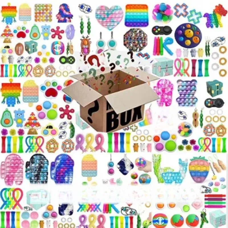 10-100pcs Random Fidget Toys Mystery Gifts Pack Surprise Box 300 Different Fidget Set Antistress