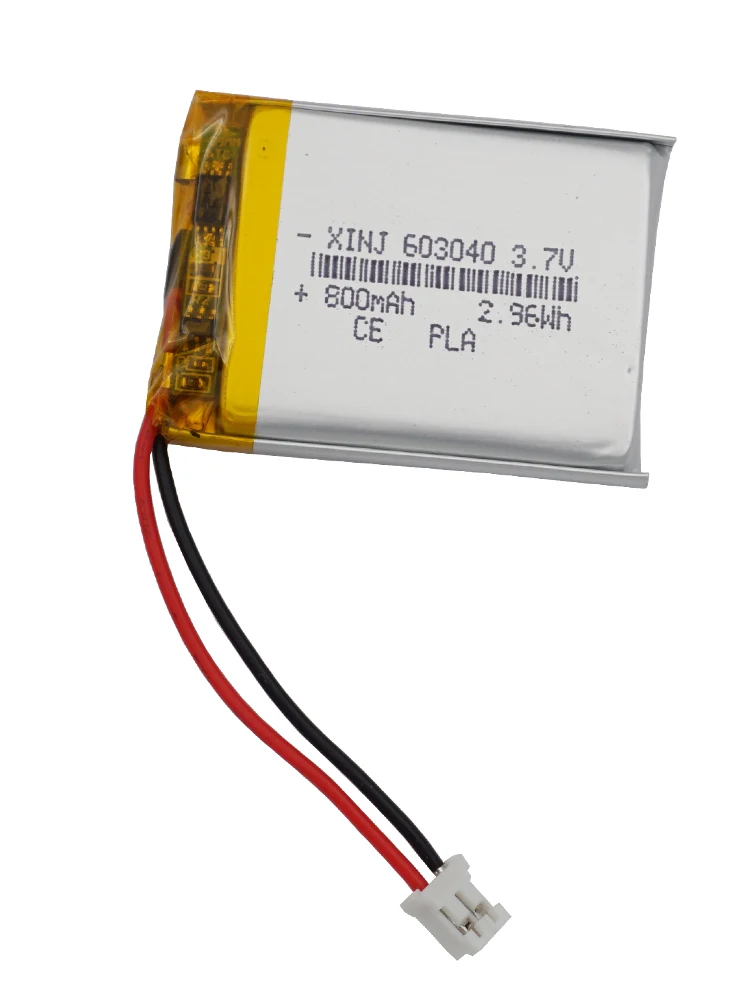 3.7V 800mAh 2.96Wh 603040 JST-PH 2pin 2.0mm Polymer Li LiPo Rechargeable Battery Cell For GPS Sat
