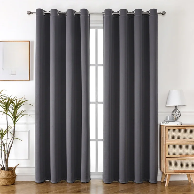 Grommet Solid Blackout Curtains for Bedroom and Living Room Window Drapes Thermal Insulated Room