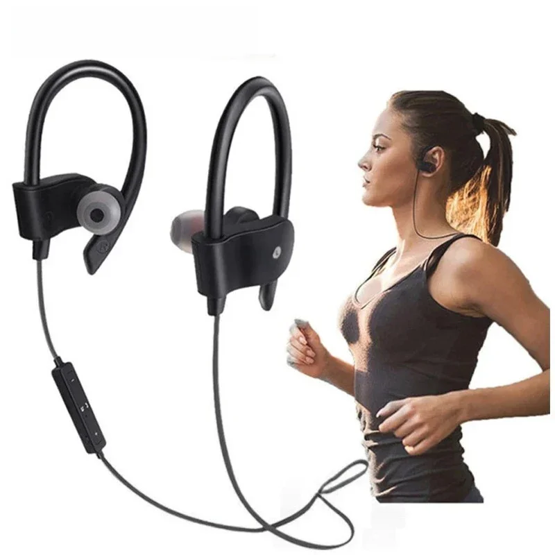 Wireless Headphones Earloop Ear Hook Earbuds Wireless Bluetooth Headset Handsfree Neckband With Mic