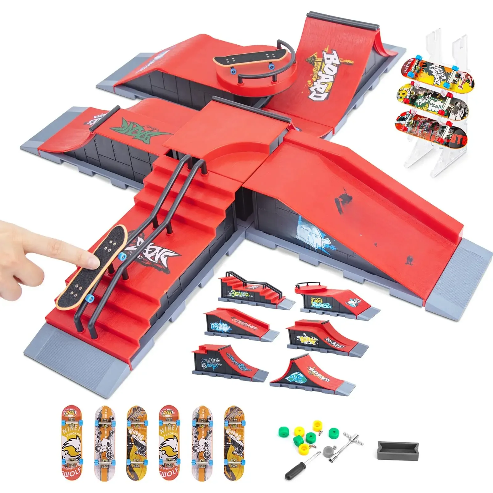 Skateboard Ramp , Fingerboard Half Pipe Ramp, Mini Skateboards for Fingers, Finger Skateboards Kit