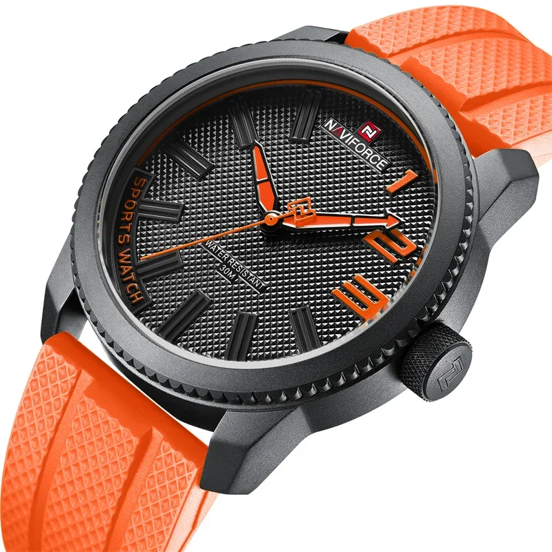 NAVIFORCE Top Luxury Brand Quartz Watch Men Silicone Strap Military Watches 30ATM Waterproof